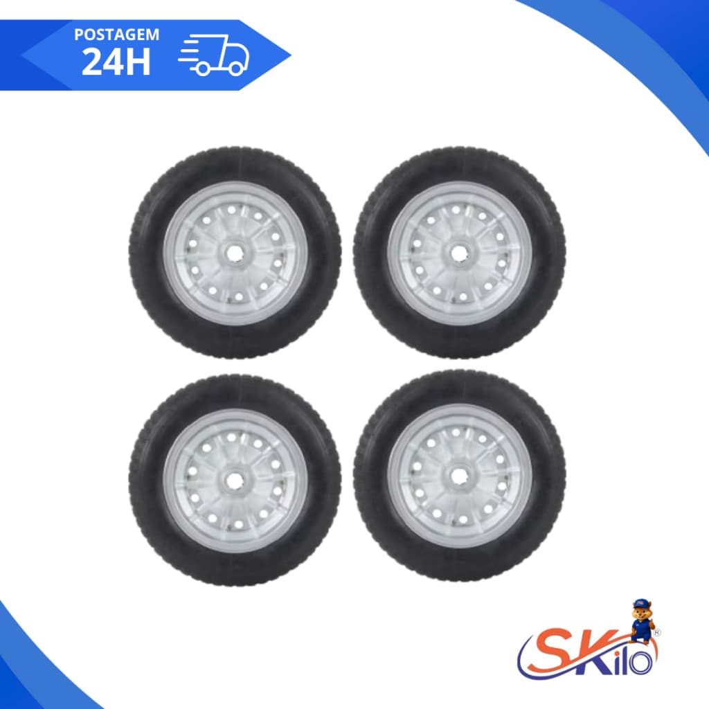 Kit 4 Pneu RODA Completo para Carrinho de Mão e Carga 3.25 Aro 8