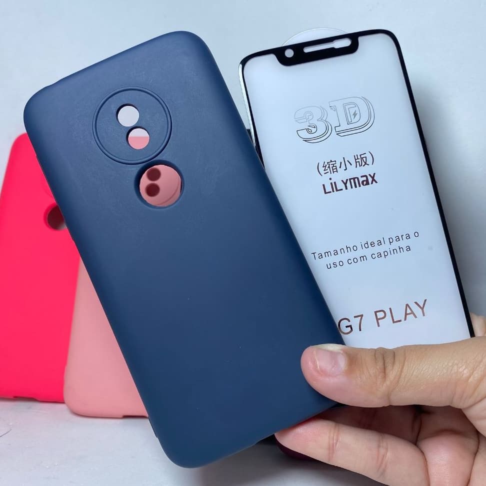 CAPA G7 PLAY + Película 3D Motorola Capinha Case Protetora Celular Silicone