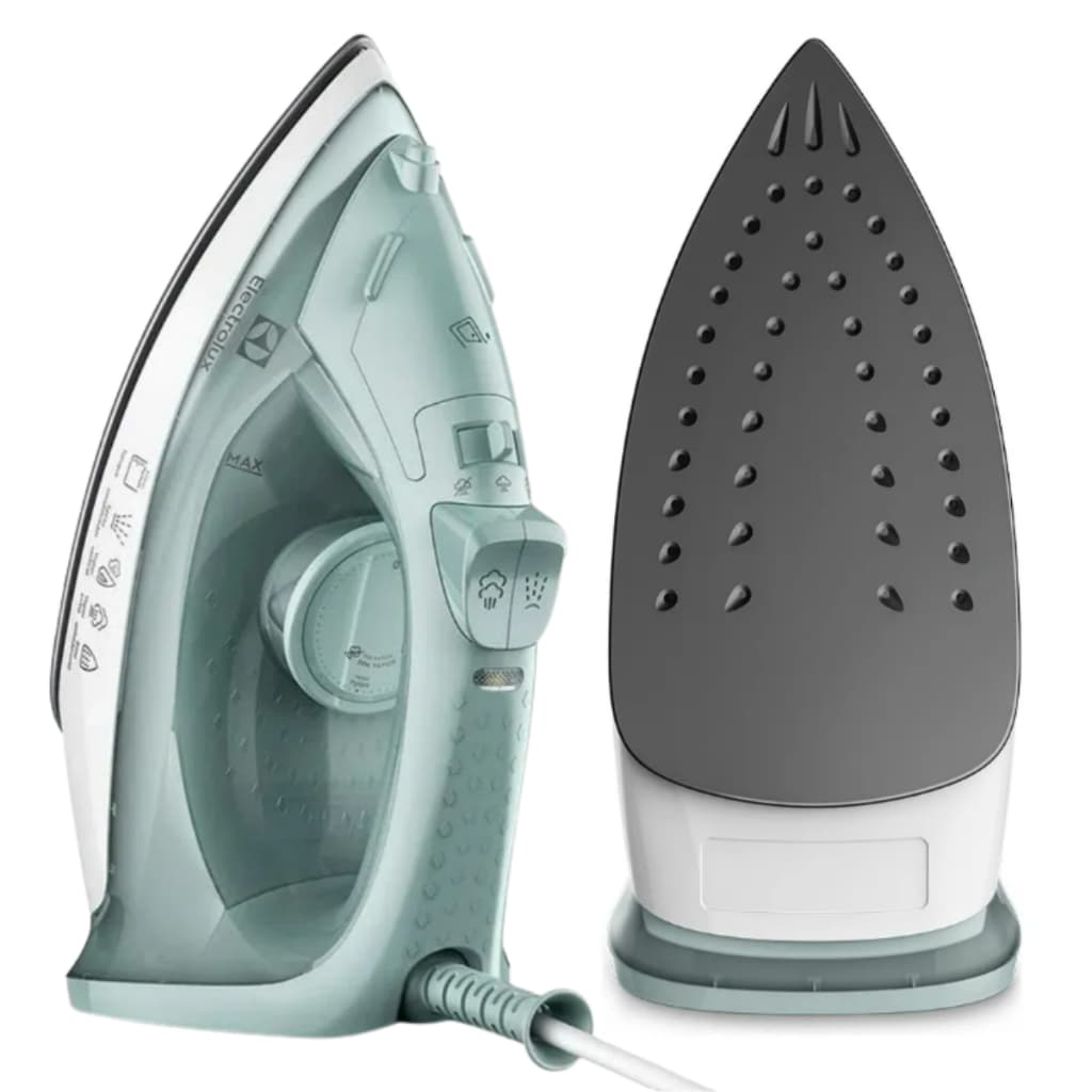 Ferro de Passar Roupas Verde Electrolux Efficient 127V  1200W Com Base Anteaderente A Vapor ou Seco 200 ML