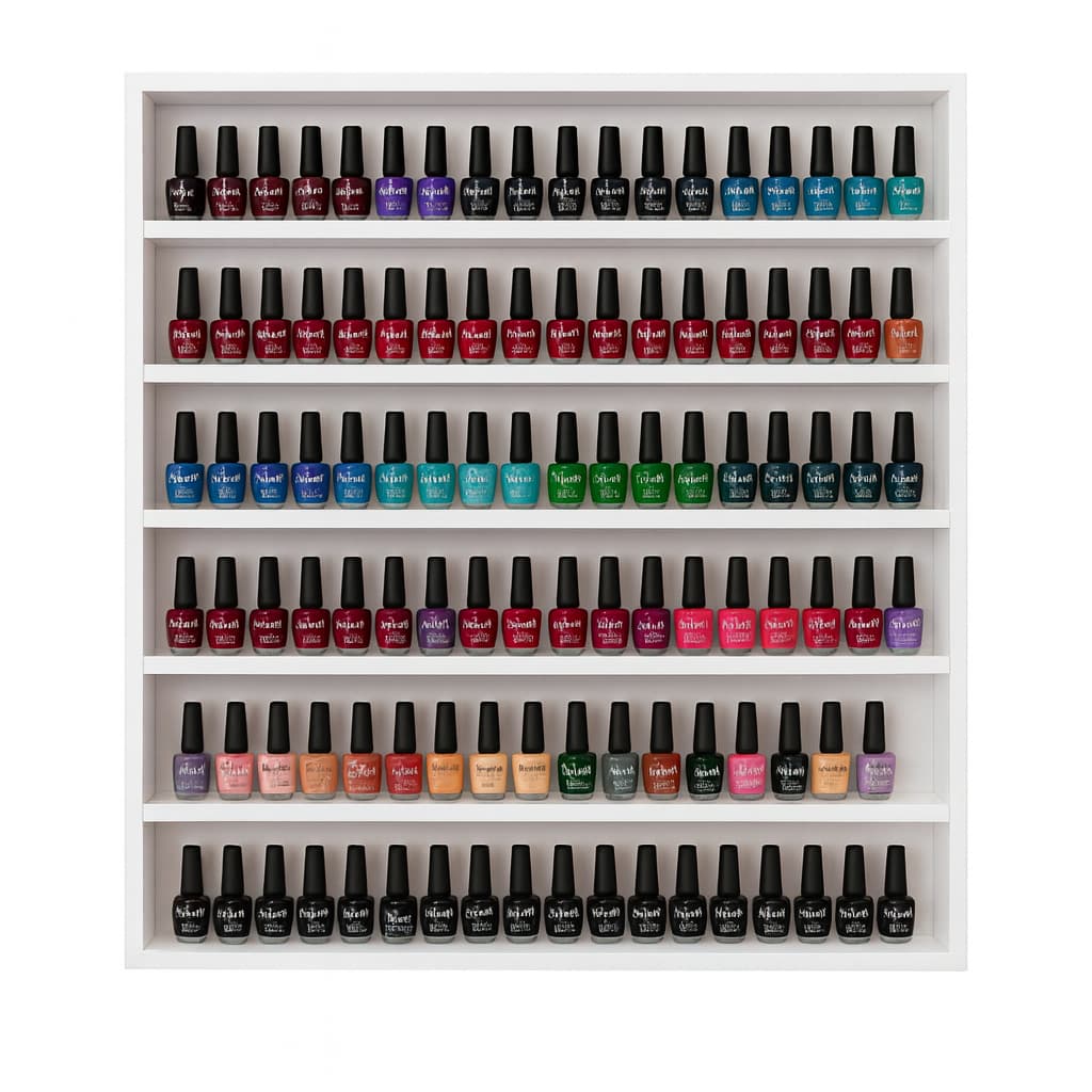 Organizador 340 Esmaltes Unhas 6 Prateleiras MDF Branco Suporte Parede Salão Beleza Esmalteria Decor