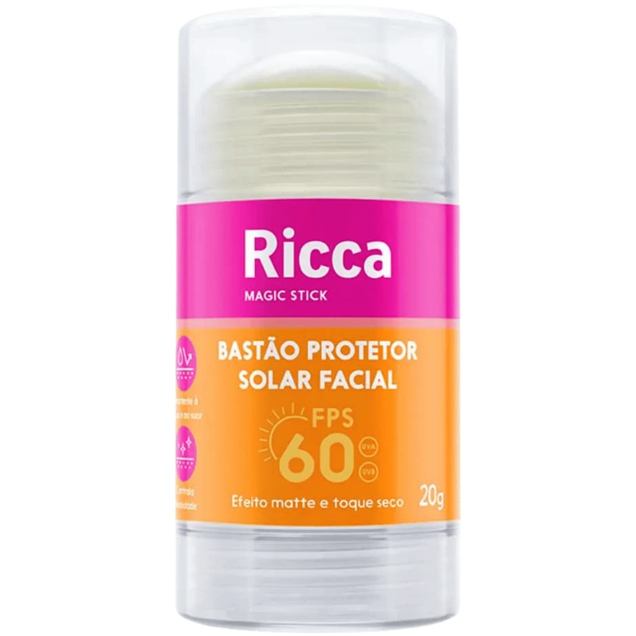 Ricca Bastão Protetor Solar Facial FPS60 Efeito Matte - 20g