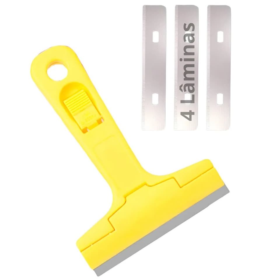 Raspador Para Limpar Box Piso Vidro Cerâmica Azulejo + 4 Laminas
