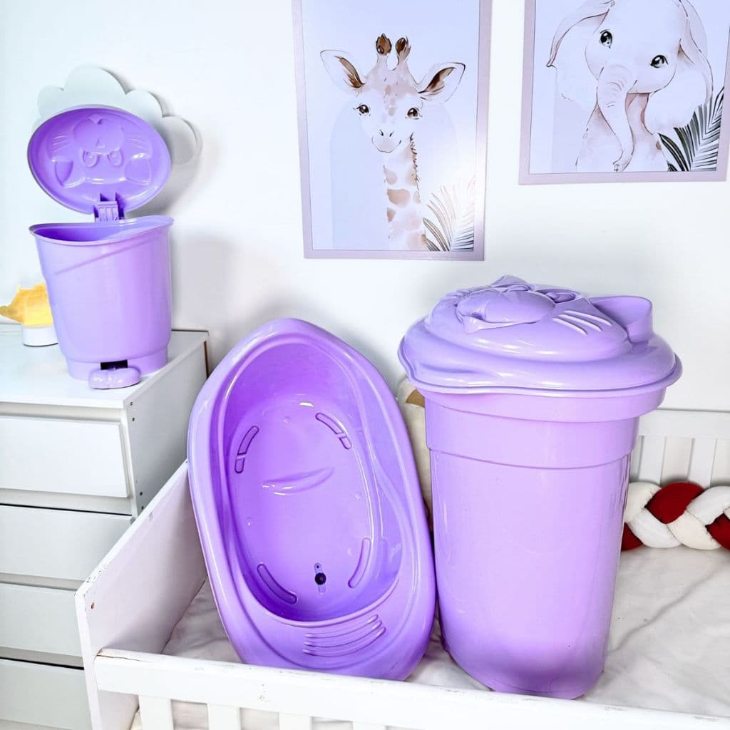 Conjunto banheiro do bebê- Cesto 36l lixeira 8l e banheira 22l