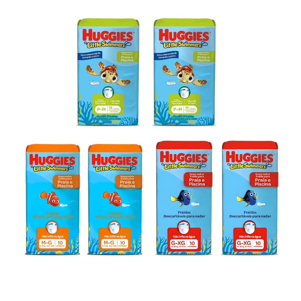 Kit 2 Fraldas de Piscina e Praia Huggies Little Swimmers - Escolha o Tamanho