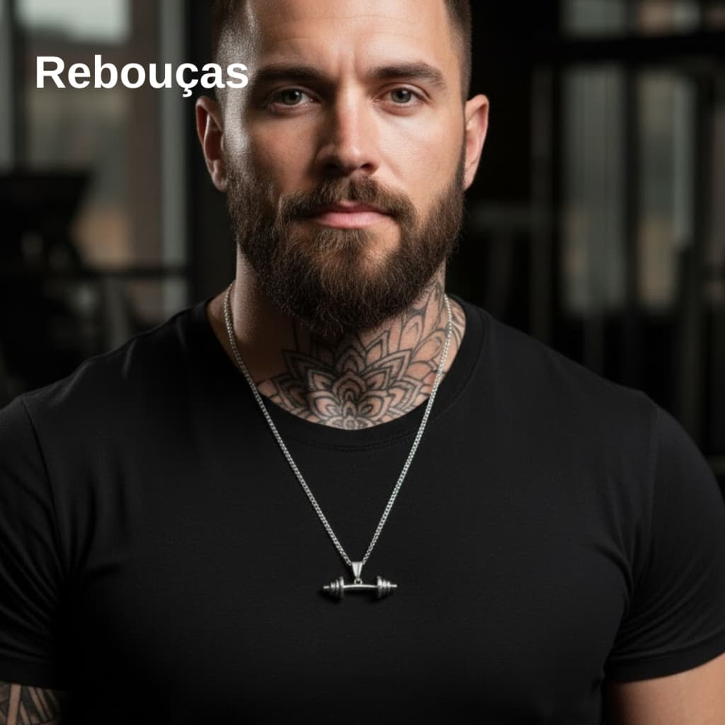 Colar Corrente Masculina Halter Academia Fitness Aço Inoxidável 60 cm