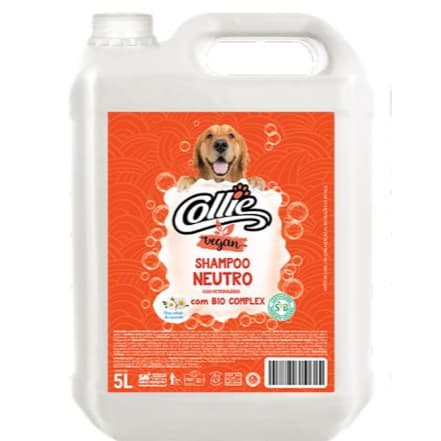 Shampoo Collie 5L para Cães – Neutro, Morango, Coco ou Pelos Claros – Linha Vegana Profissional