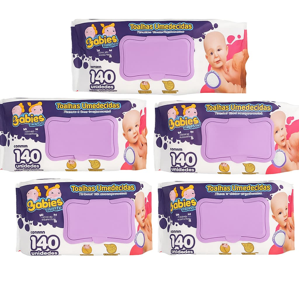 Kit 5 Pacotes Toalhas Lenços Umedecidos Babies Extra Care C/140un Premium 700 Lenços