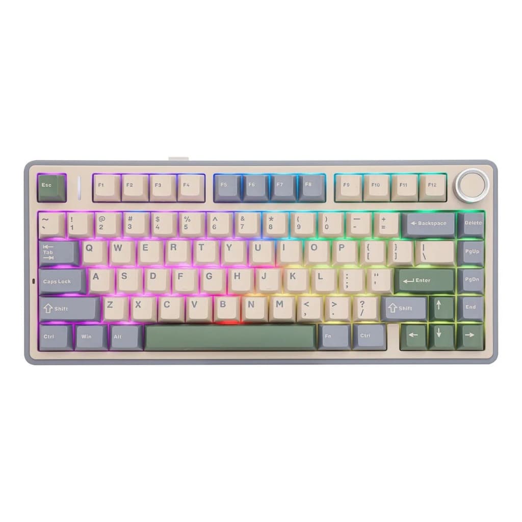 Teclado Mecânico Aula F75 Layout 75 RGB Hot Swappable Switch Ash Wood V3 Formato US