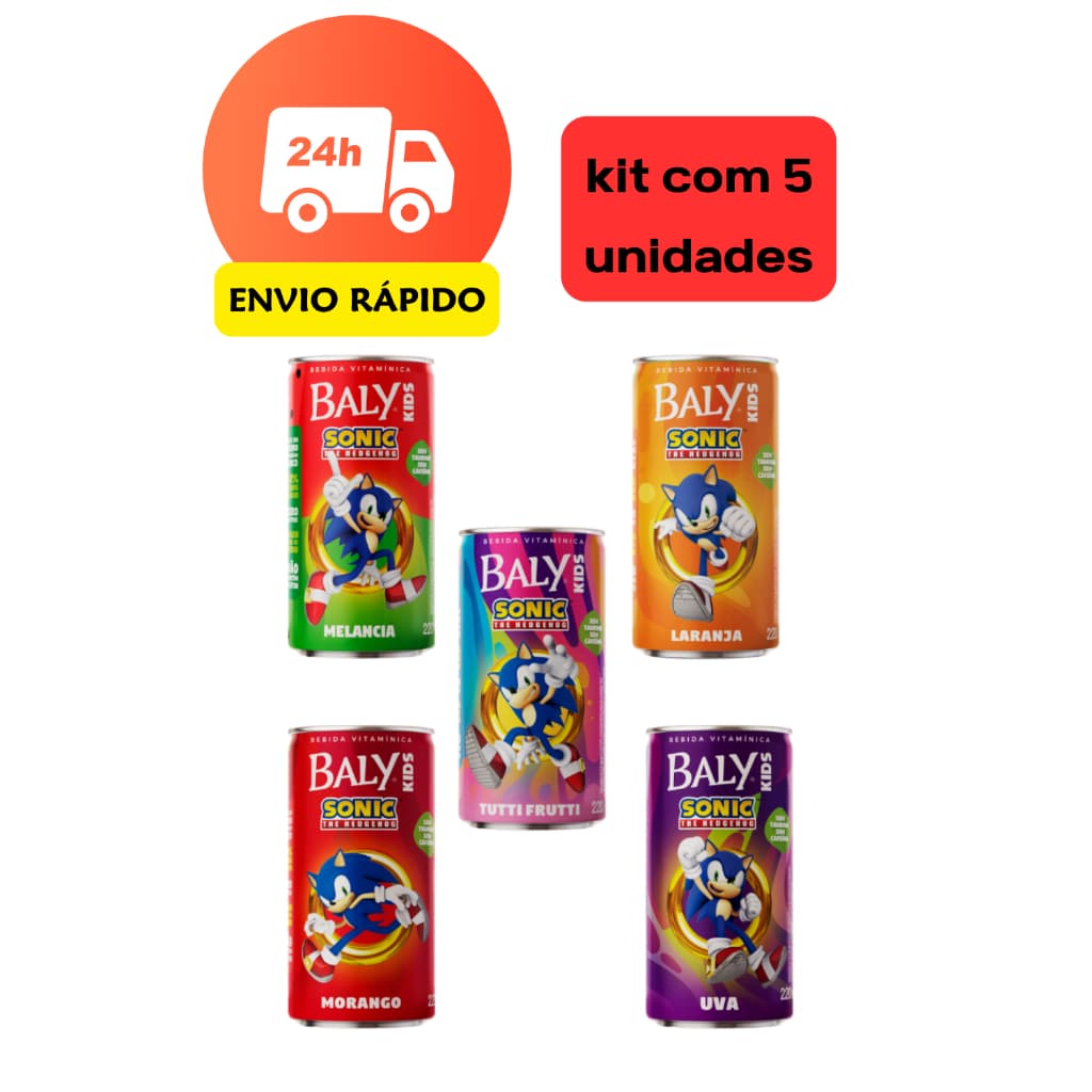Kit Bebida Gaseificada Baly Kids Lata 220ml - 5 Sabores