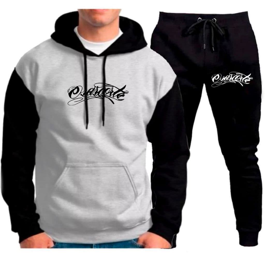 Conjunto Moletom Blusa + Calça Osascorte 244 Moto Grau Wheeling Casaco Adulto e Juvenil