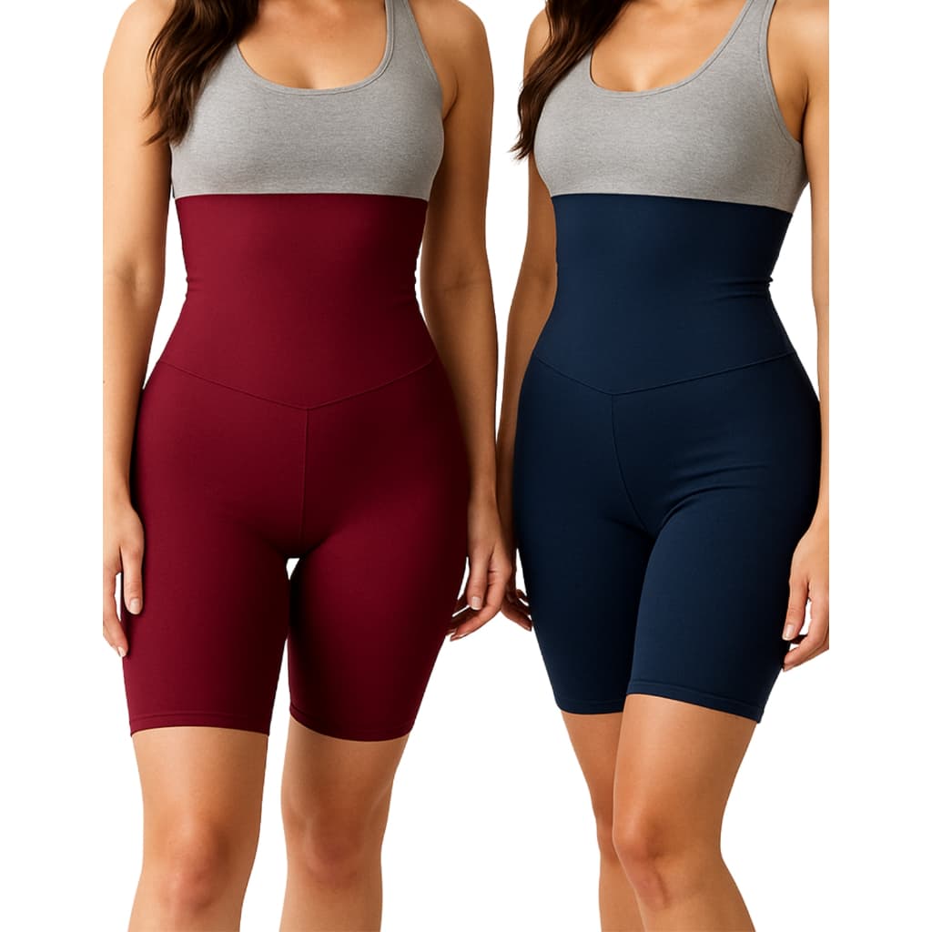 Kit 2 Shorts Feminino Fitness Academia Suplex Bermuda Modeladora Chapa Barriga Sem Transparência