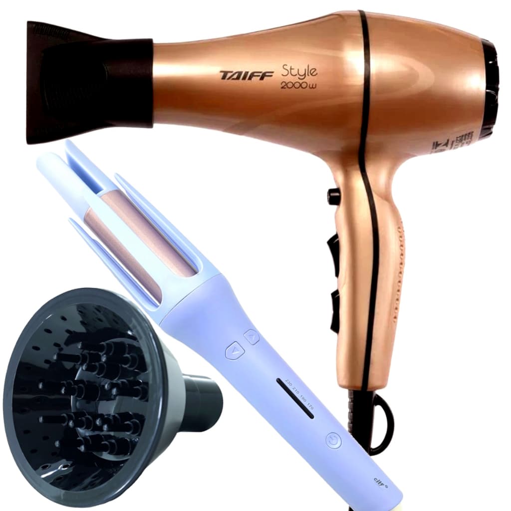 Secador De Cabelo Taiff Profissional Salão 2000w Ions Tourmaline Ar Quente Frio Difusor Cachos Modelador Automático