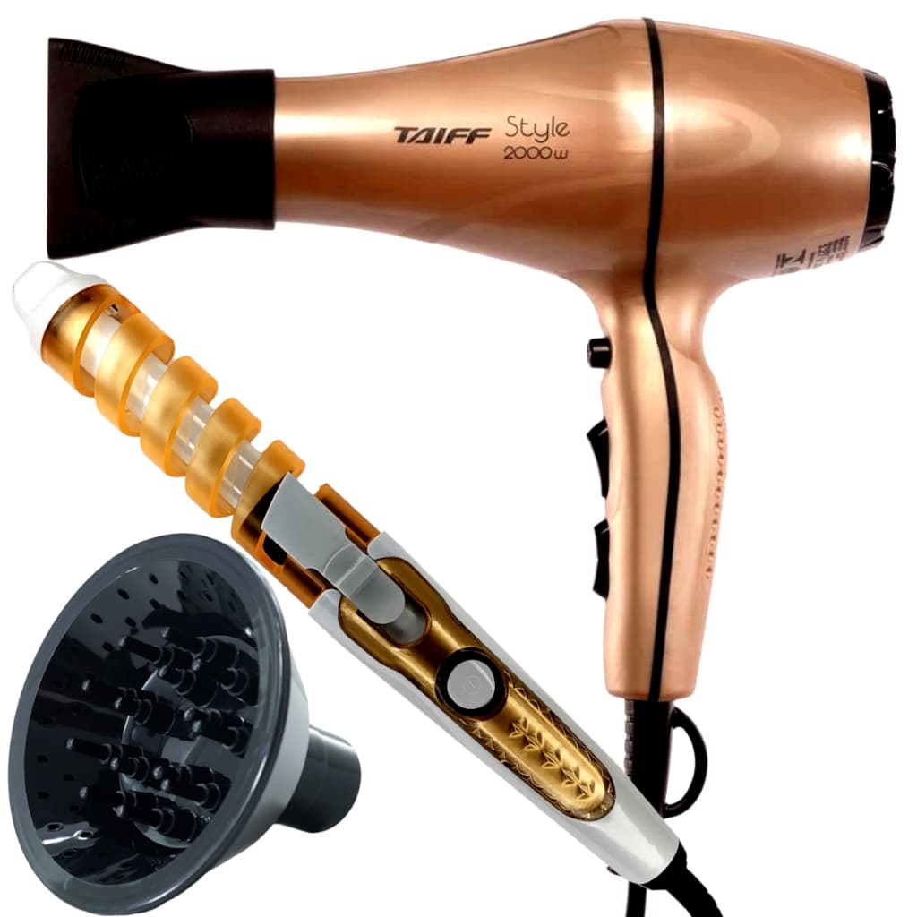 Secador De Cabelo Taiff Profissional Salão 2000w Ions Tourmaline Ar Quente Frio Com Difusor Cachos Modelador Cacheador