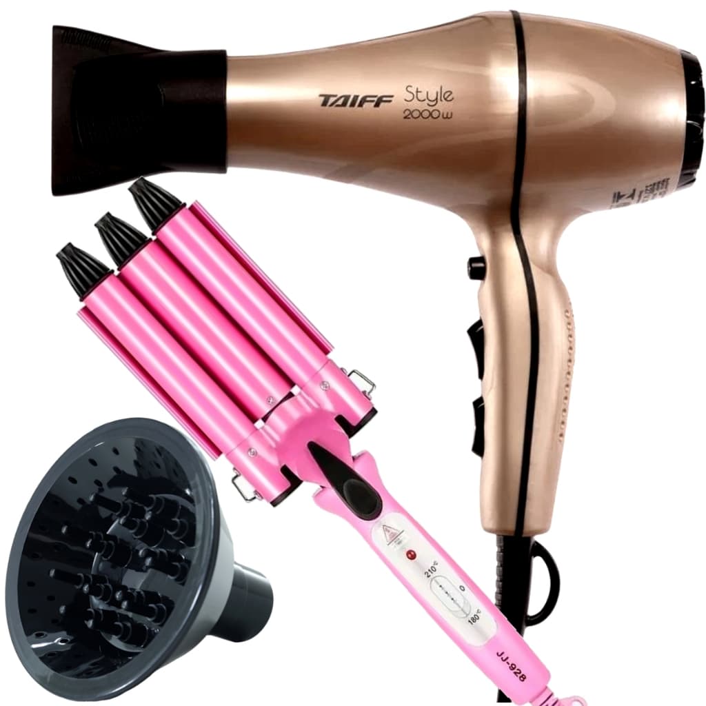 Secador De Cabelo Taiff Profissional Salão 2000w Ions Tourmaline Ar Quente Frio Difusor Cachos Modelador Cacheador
