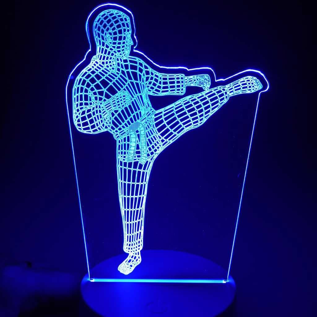 Abajur Luminária Luta Artes Marciais Led 3D de Mesa ac0052 Presente Criativo Aniversário Decoração Sala Quarto Luxo USB