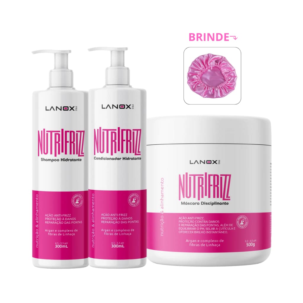 Shampoo Condicionador Hidratante + Máscara Nutrifrizz Lanox