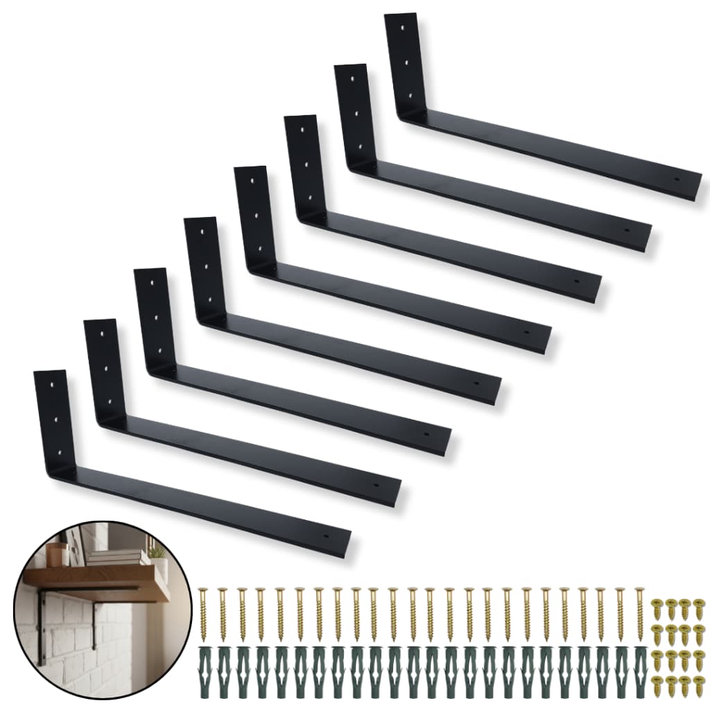 8 Suportes Aço Resistente Moderno 40cm Formato L Mão Francesa 40cm Fixa De Parede Para Prateleira