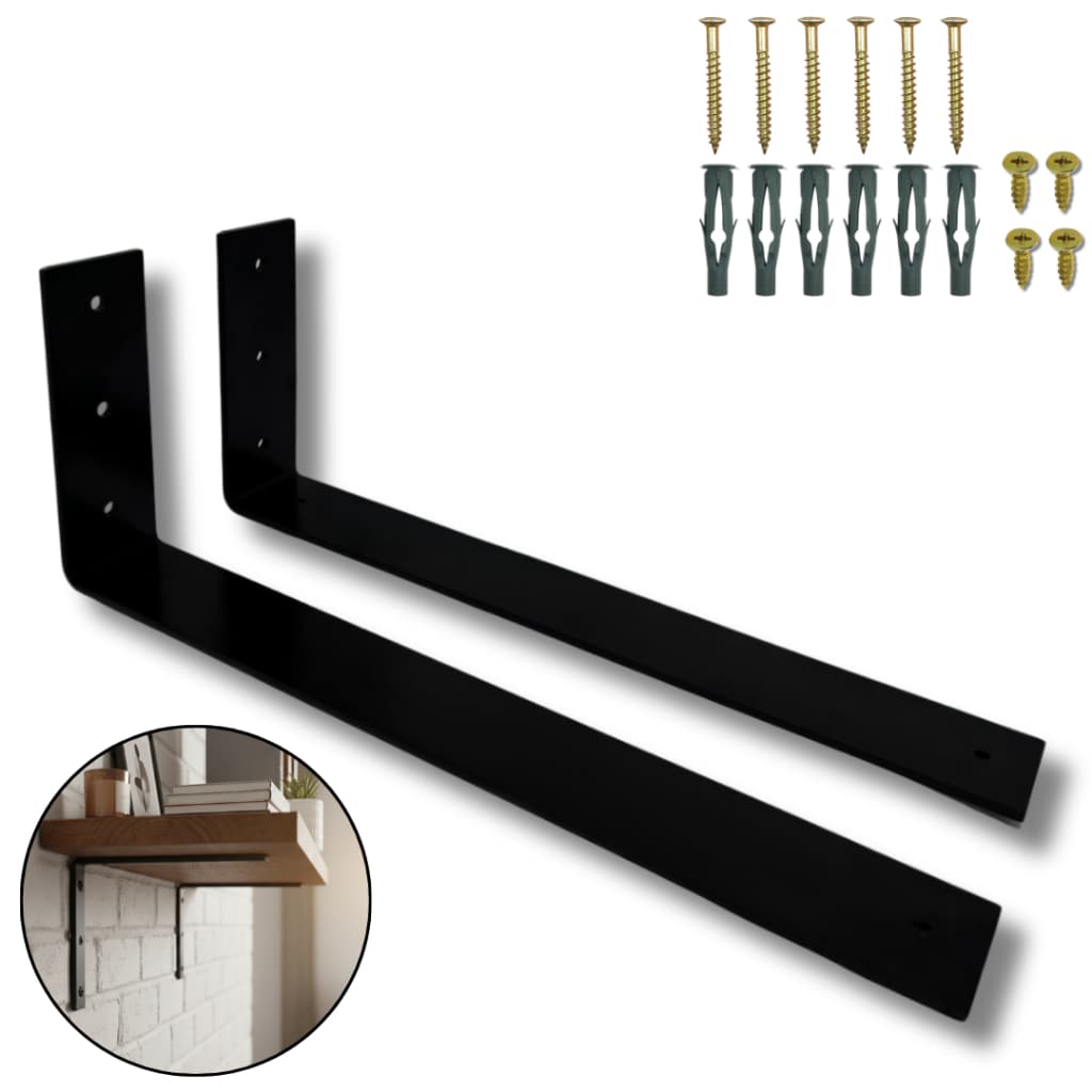 2 Suportes De Parede Fixação De Parede 40cm Formato L Mão Francesa P/ Prateleira Aço Resistente