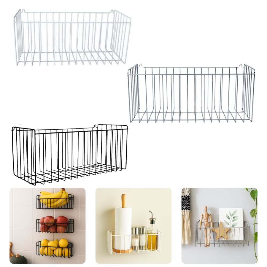 Cesto Multiuso Metal Aramado De Parede 35x15 Cozinha Fruteira Banheiro Lavanderia Organizador