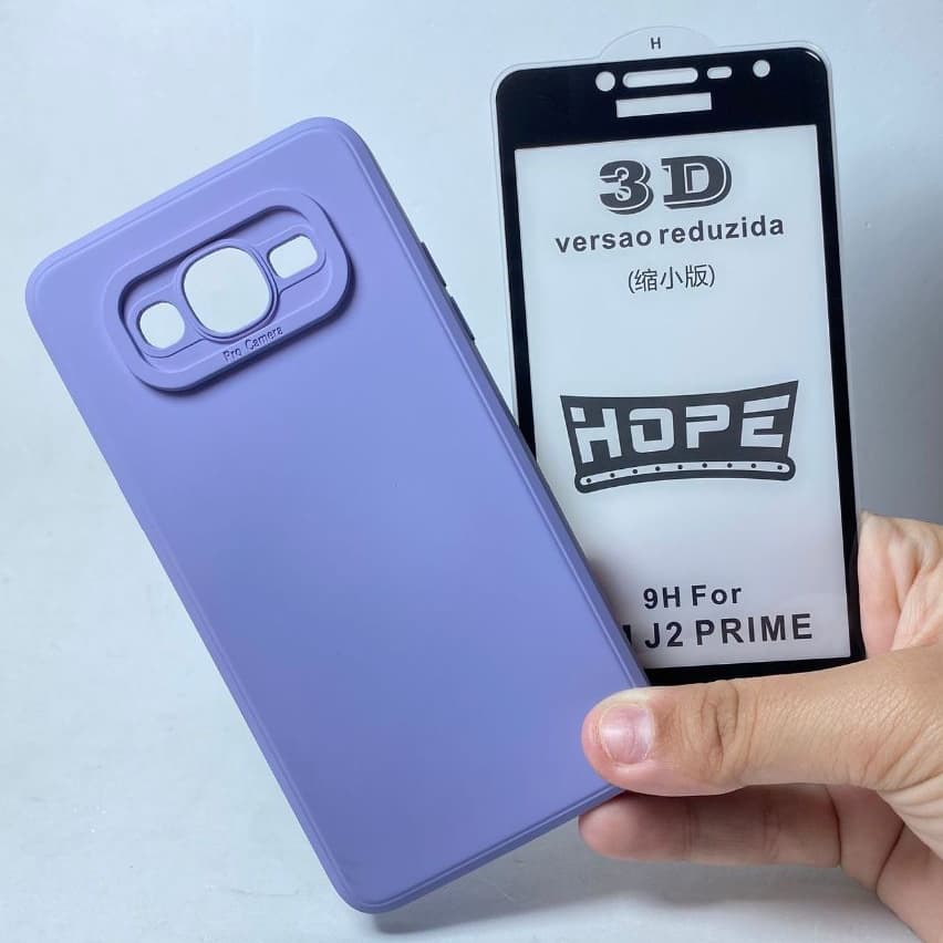 Capa J2 Prime + Película 3D Kit Samsung Capinha Camera Fechada Case Protetora Celular Silicone
