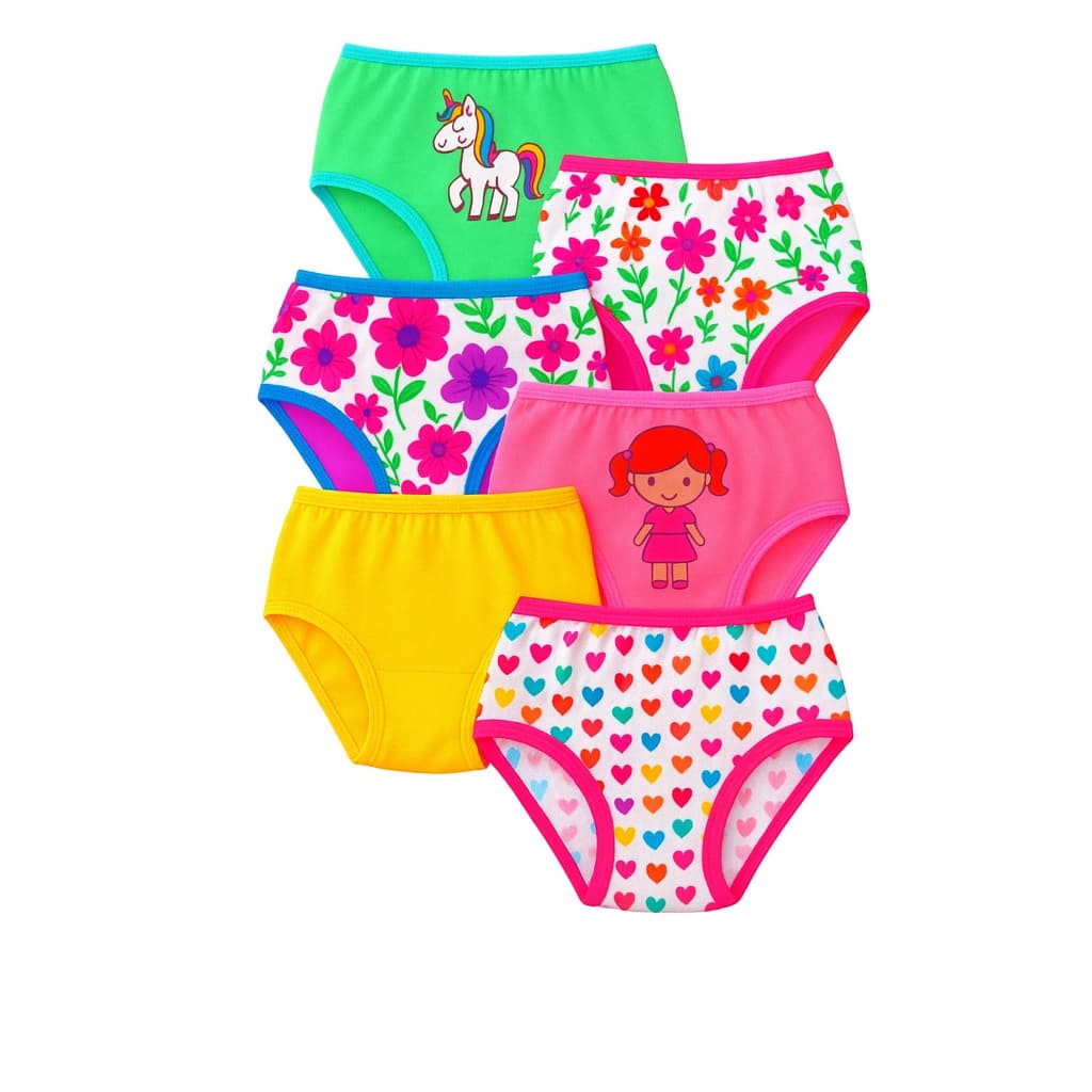 Kit 3, 6, 9 ou 12 Calcinhas Menina Infantil De Algodão Lateral Larga Tanga Tanguinha Tradicional Tapa Fralda Macia.