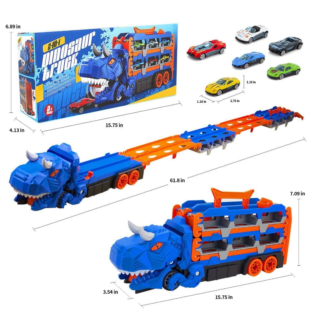 Caminhão Dinossauro Engolidor de Carrinho - com Kit de 6 e 4 Carrinhos