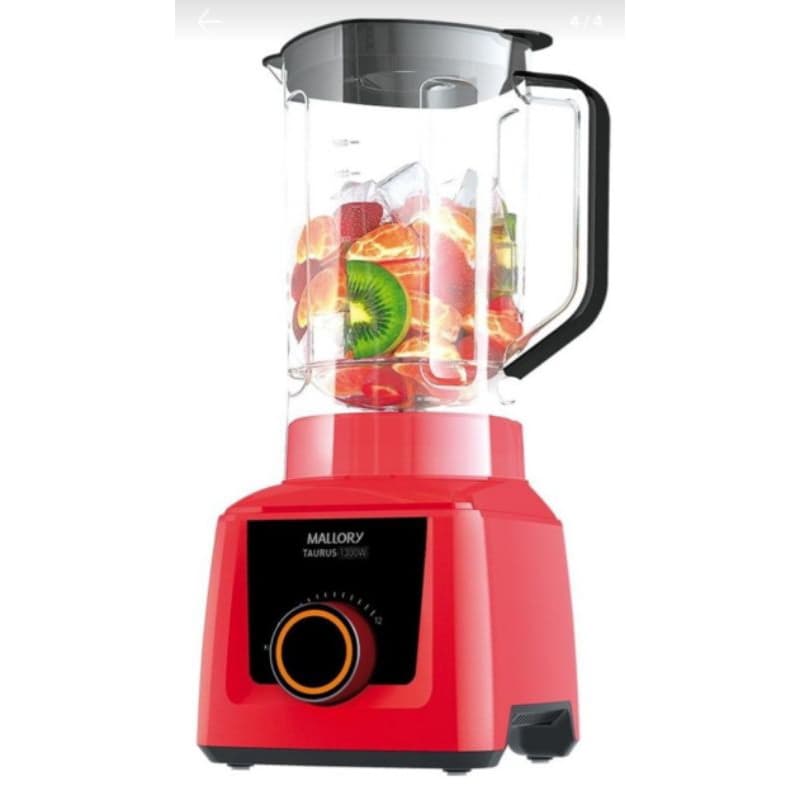 Liquidificador Mallory Taurus 1300W Jarra 3,1L Inox Filtro Tritura Gelo Vermelho Potente 127V