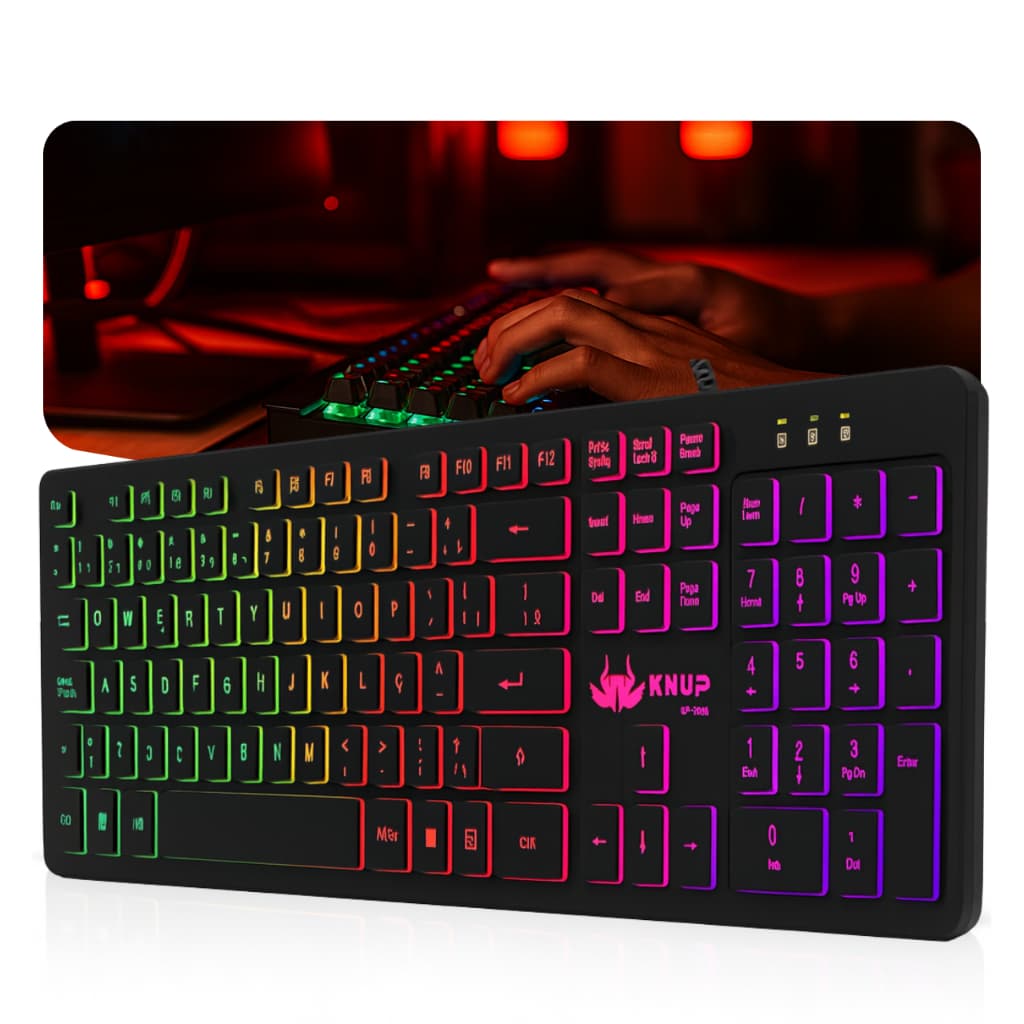 Teclado Gamer RGB Teclado Mecânico Profissional Chroma Rgb Iluminado Jogos Pc Usb Computador