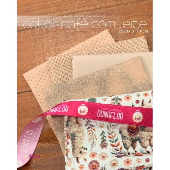 Kit 5Tricolines Collor Café com Leite 25cm X 70cm 100% Algodão - para Panos de Prato, Fraldas  e Patchwork