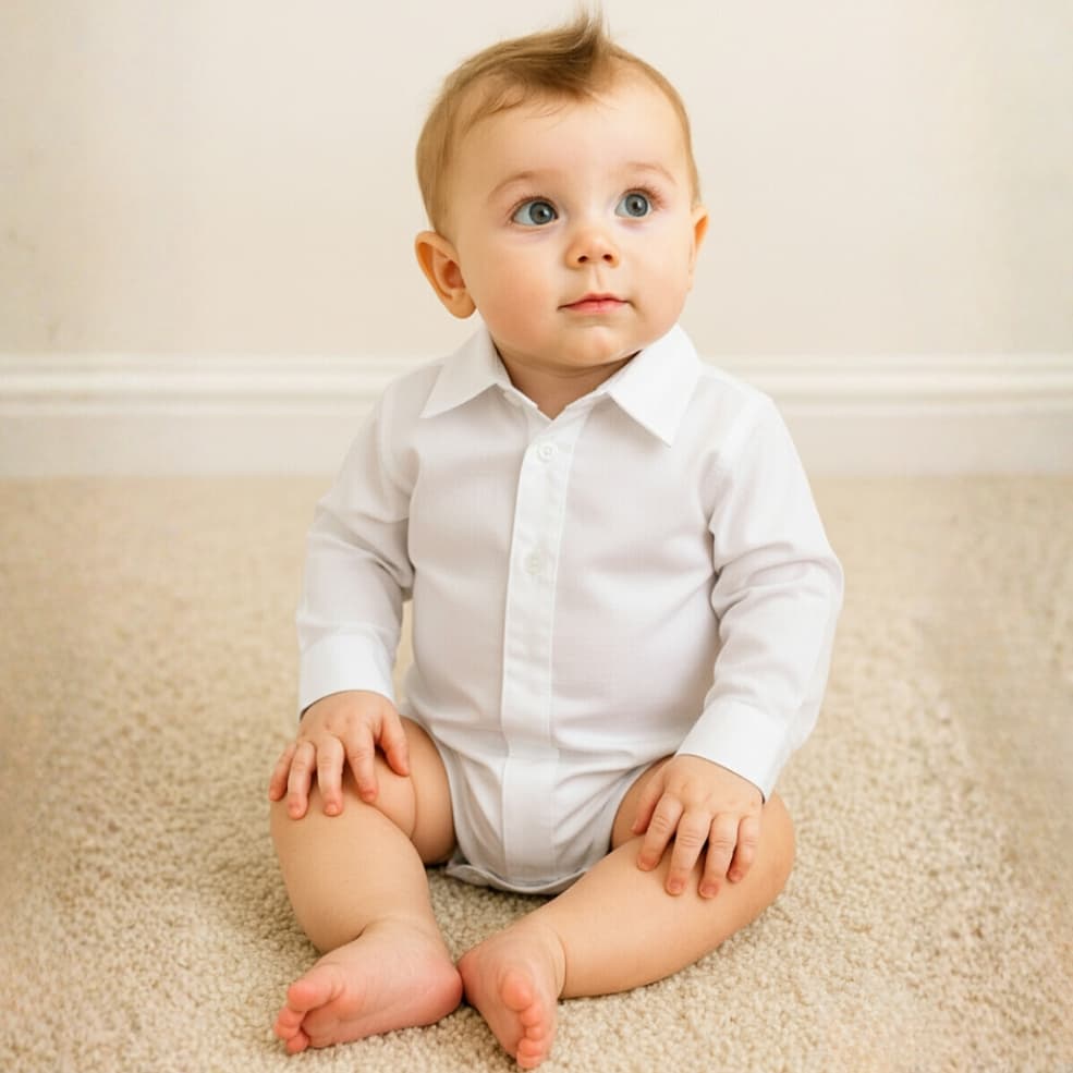 Body Camisa Social Bebê Menino Manga Longa Slim Roupa de Festa Batizado