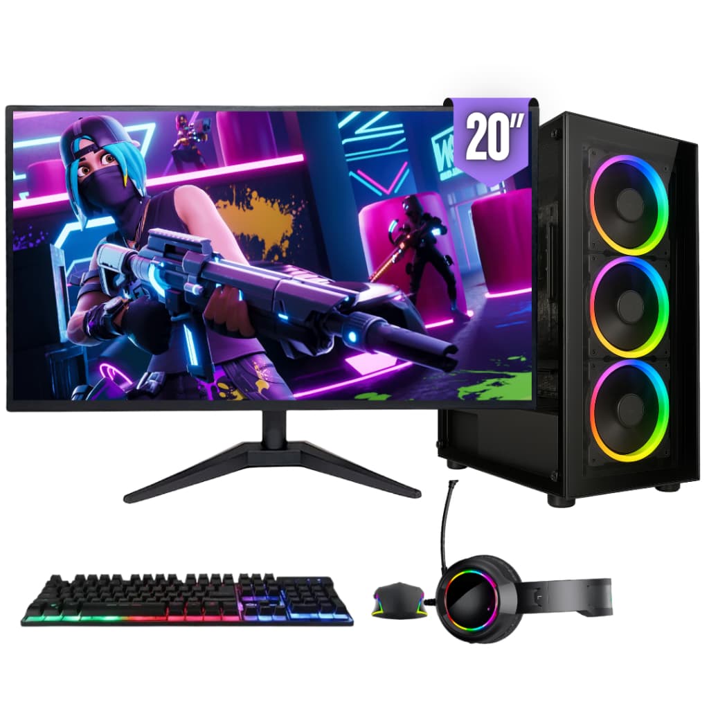PC Gamer Completo BluePC FORCE, Ryzen 5, Radeon RX, 16GB, SSD 256GB, 500W, Monitor 20" - PGBP-FOR107