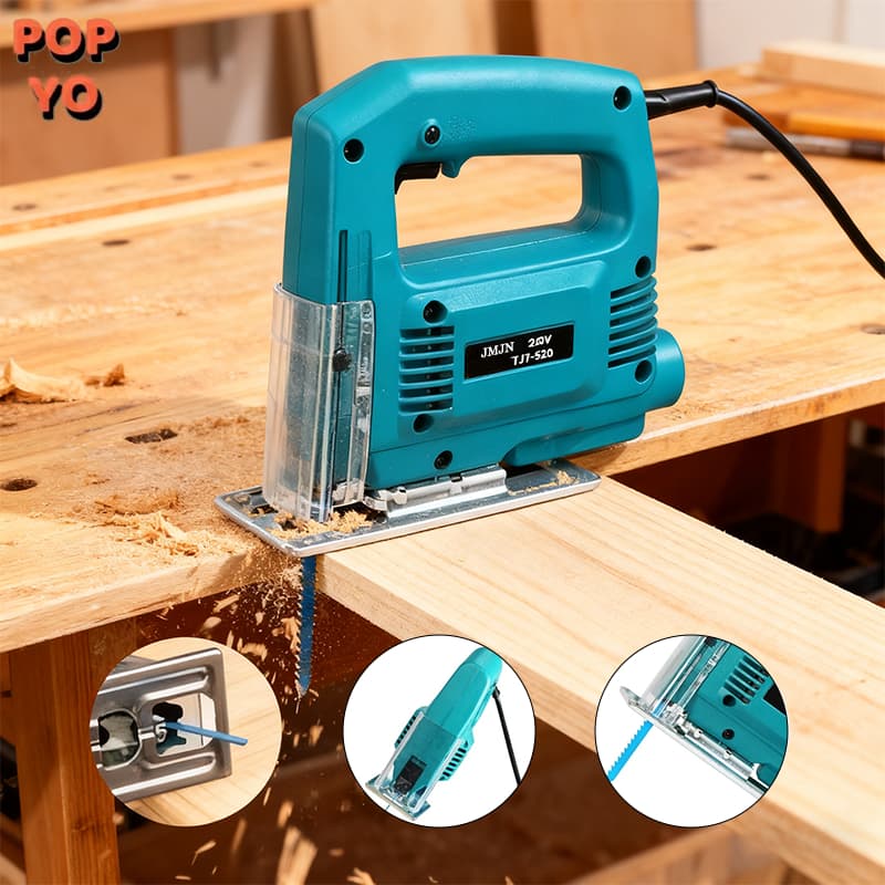 Serra Tico Tico 850W com Laser e 6 Velocidades Variáveis para Madeira e Metal POPYO