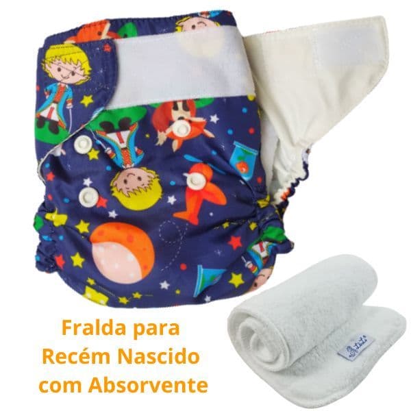 Fralda Recém Nascido Ecológica Reutilizável Tamanho RN com absorvente veste de 3 a 6kg Maternidade