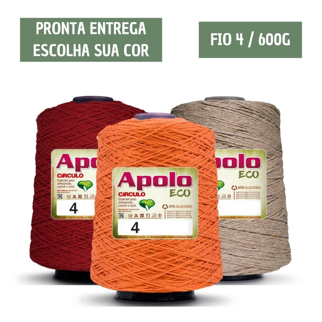 Barbante Apolo Eco 600g Fio 4 Círculo – Ideal para Crochê Fino e Artesanato