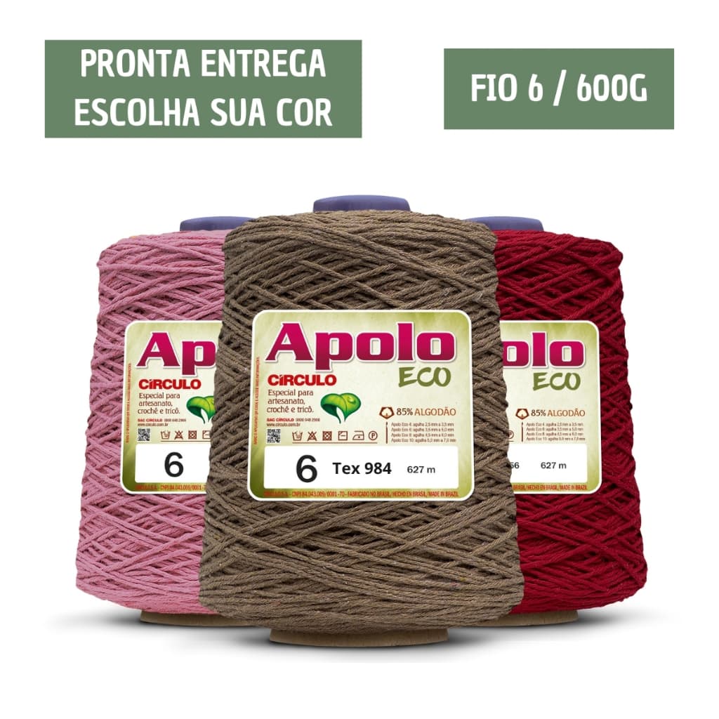 Barbante Apolo Eco 600g Fio 6 Círculo – Perfeito para Crochê e Tricô