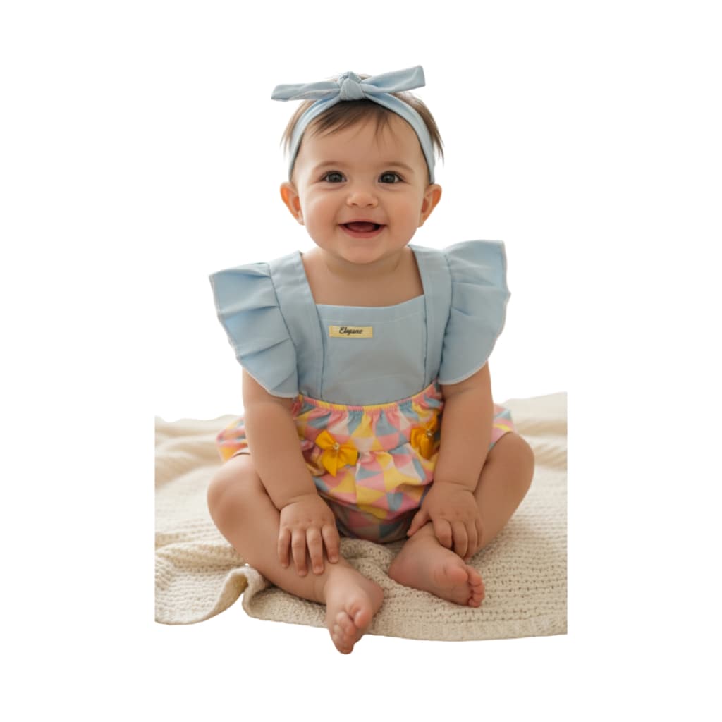Romper de Bebê Jardineira bebe Menina Roupa de passeio para bebe com calcinha tapa fralda