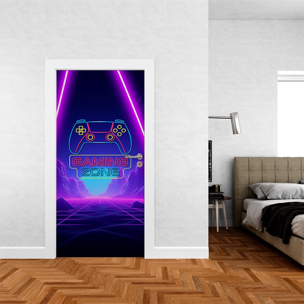 Capa de Porta de Casa em Tecido Jogo Videogame Controle PC Decoração 0,85x2,10 Veste Fácil