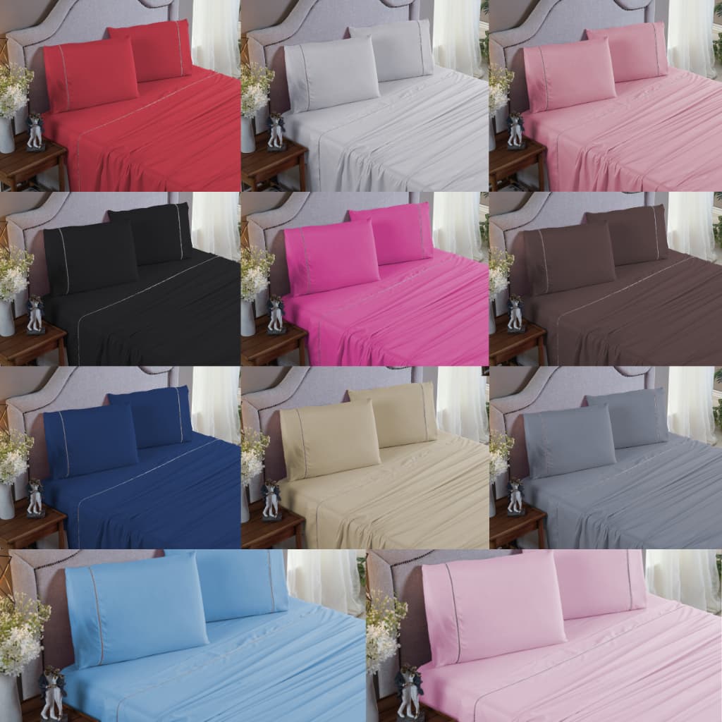 Jogo de Cama Ponto Palito 4 Peças Box 400 Fios Solteiro Casal Queen Super King com Fronhas