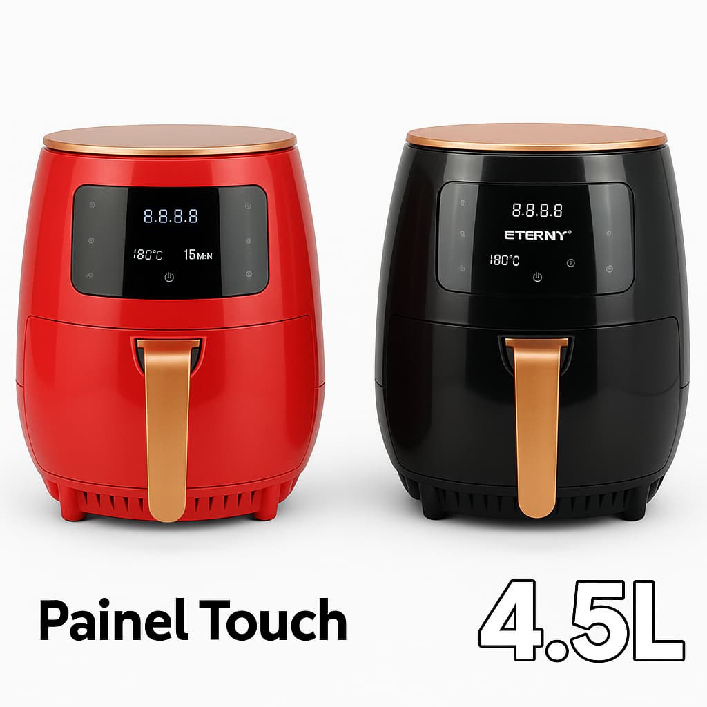 Fritadeira Elétrica Air Fryer 4,5l Preta E Vermelha 110/220v Painel Digital Touch