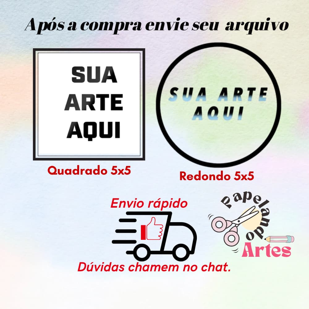 40/60/100 Adesivos Personalizado 5x5 - SUA ARTE AQUI! (Envio rápido)