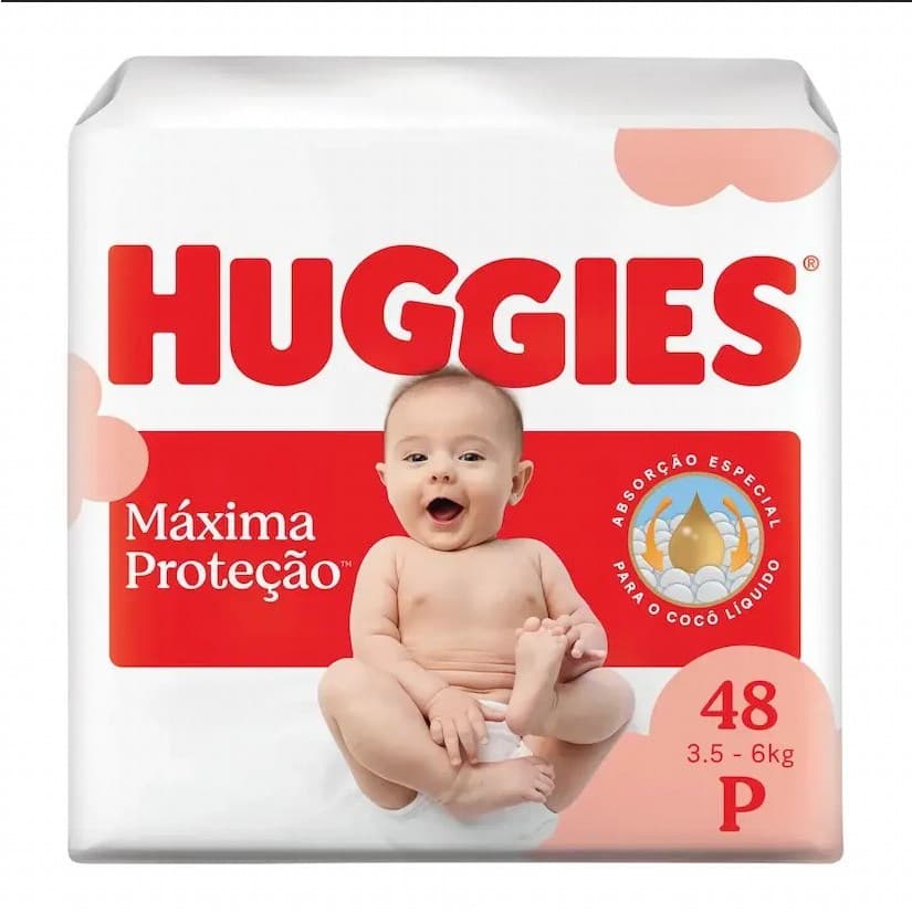 FRALDA HUGGIES MÁXIMA PROTEÇÃO P 48 unidades