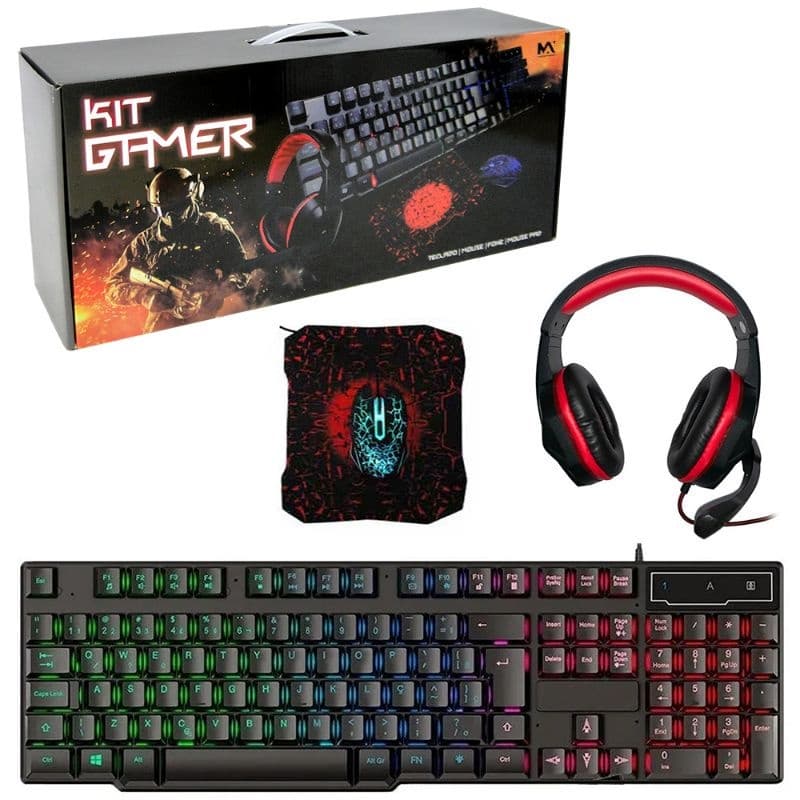 KIT GAMER TECLADO + MOUSE + FONE GAMER + MOUSE PAD/ KIT COMPLETO COMPUTADOR/NOTEBOOK