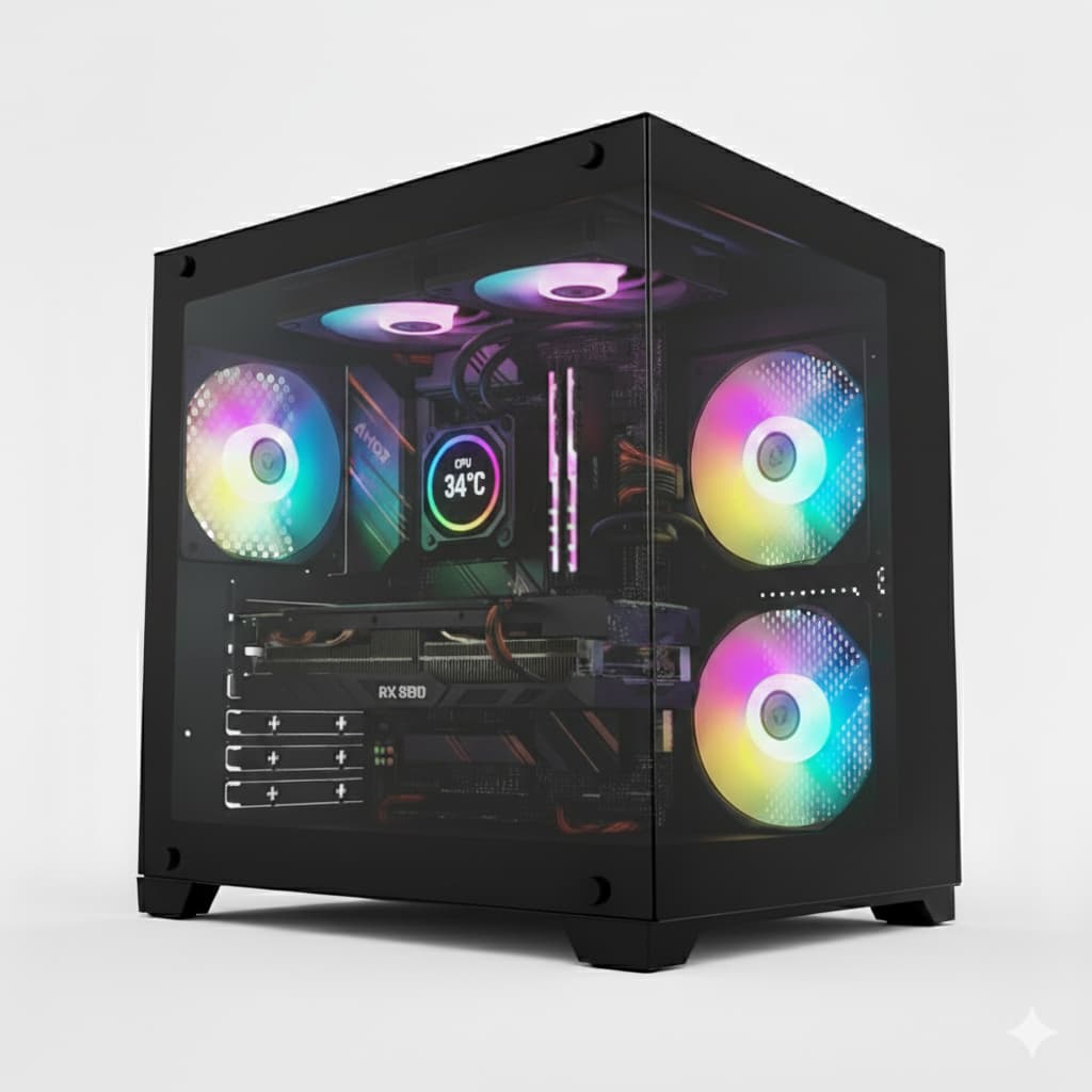 Pc Gamer AgX - RTX 5060 8gb - Ryzen 7 5700X / 7 5700X3D / 7 5700 - 16gb Ram - ssd 480gb - Water Cooler