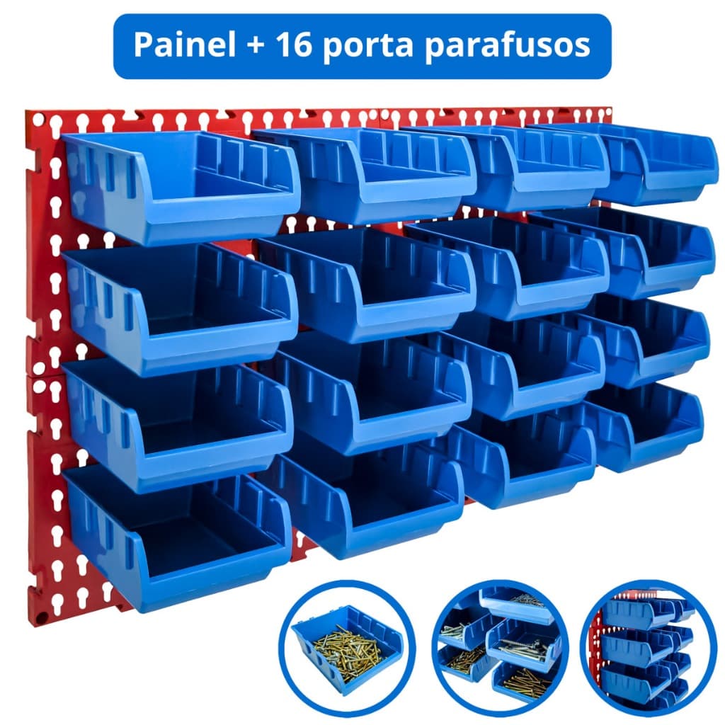 Painel Ferramentas Organizador Porta Parafuso 16 Gavetas
