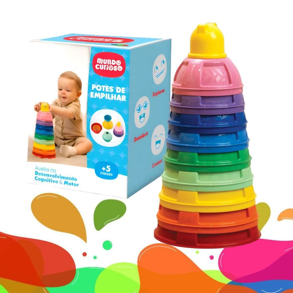 Brinquedo Educativo Potes De Empilhar Brinquedos Colorido - Colorido