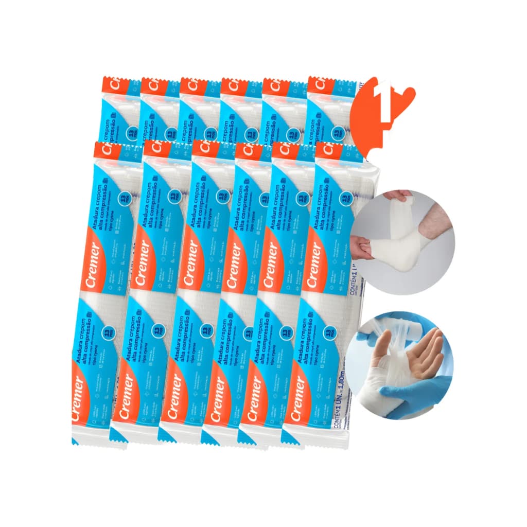 Kit 12 Unidades Atadura De Crepom 15cm x 1,80m - Cremer