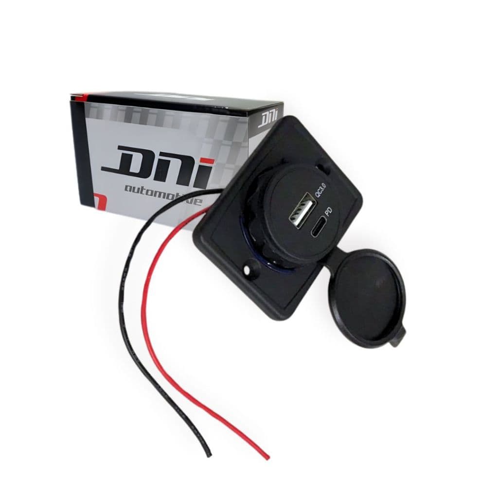 Tomada Carregador Veicular Quadrada USB Tipo C Bivolt 12/24v Tomada Duplo Veícular