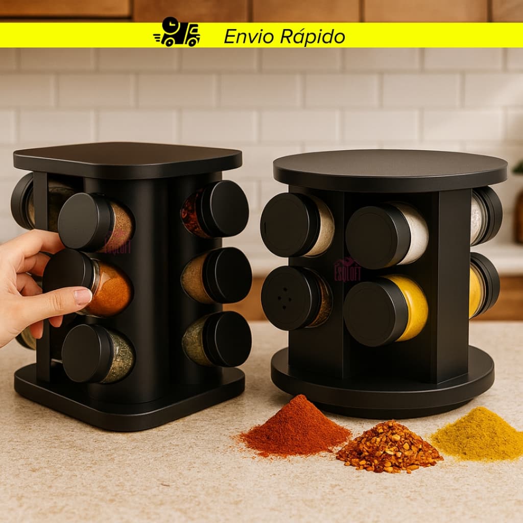 Porta Temperos 12 6 Potes Giratório Profissional Tampa Dosadora Condimentos Envio Imediato