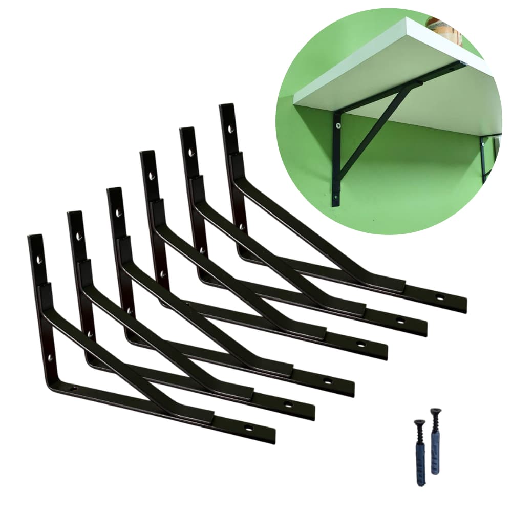 Kit 2 ou 6 un Suporte de Prateleira Mão Francesa Reforçada Cantoneira L Aço Resistente Parede