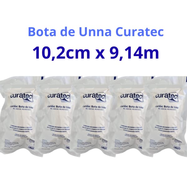 Kit 5 unidades Curativo Bota de Unna Curatec 10,2cm x 9,14m Pronta Entrega Envio Imediato Bandagem